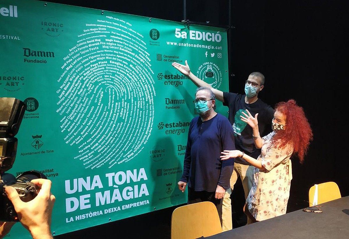 Amadeu Lleopart, Jordi Pota i Pepa Plana, durant la roda de premsa de presentació del festival que tindrà lloc de l'1 al 4 d'octubre