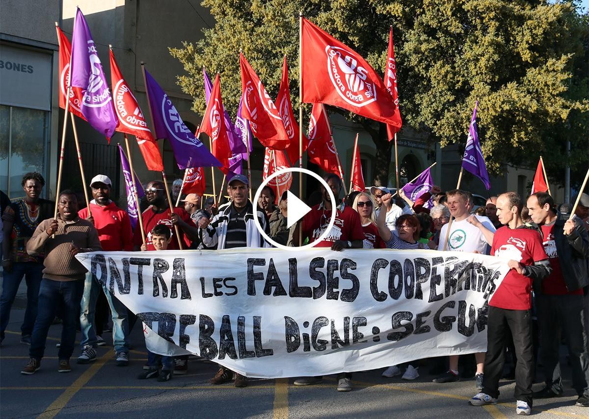 Manifestació contra les «falses cooperatives» a la indústria càrnia