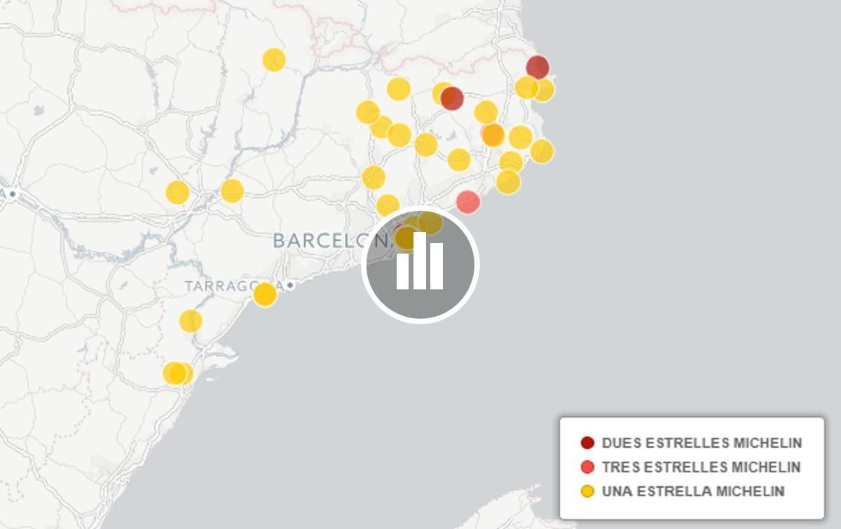 Mapa amb tots els restaurants catalans que tenen estrelles Michelin.