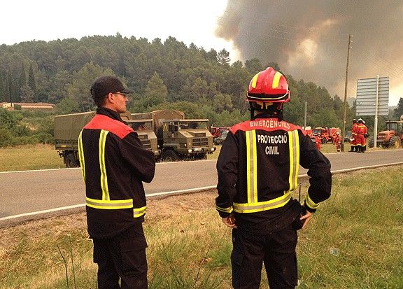 Voluntaris de Protecció Civil de Vic, a l'incendi de l'Alt Empordà.