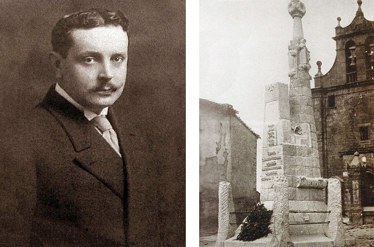 Esquerra: Josep Maria Pericas, principis del segle XX. Dreta: Monument a Verdaguer de Folgueroles l'any 1908.