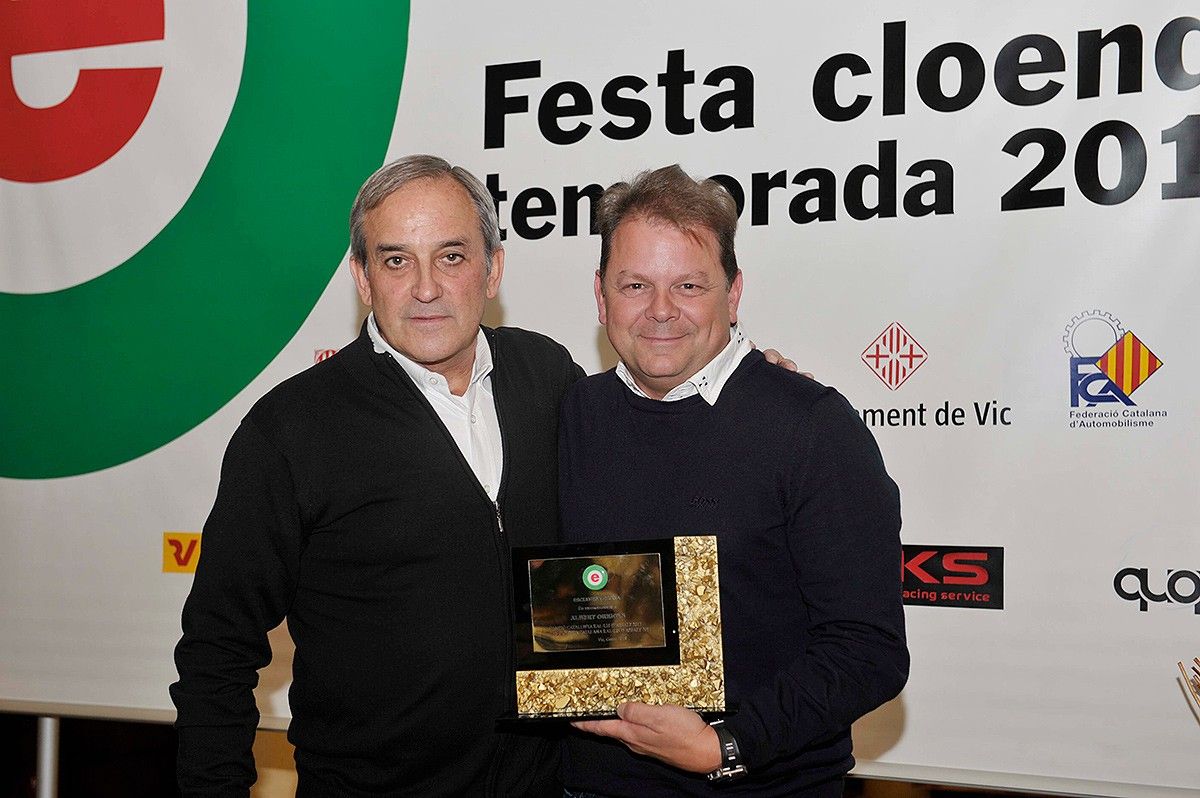 Albert Orriols, amb el president de l'Escuderia Osona, Joan Panadès