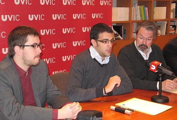 Presentació del conveni, amb Jordi Casals, Eugeni Villalbí i Jordi Montaña.