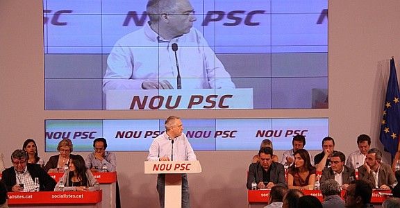 El primer secretari del PSC, Pere Navarro, durant la intervenció al consell nacional de la formació.