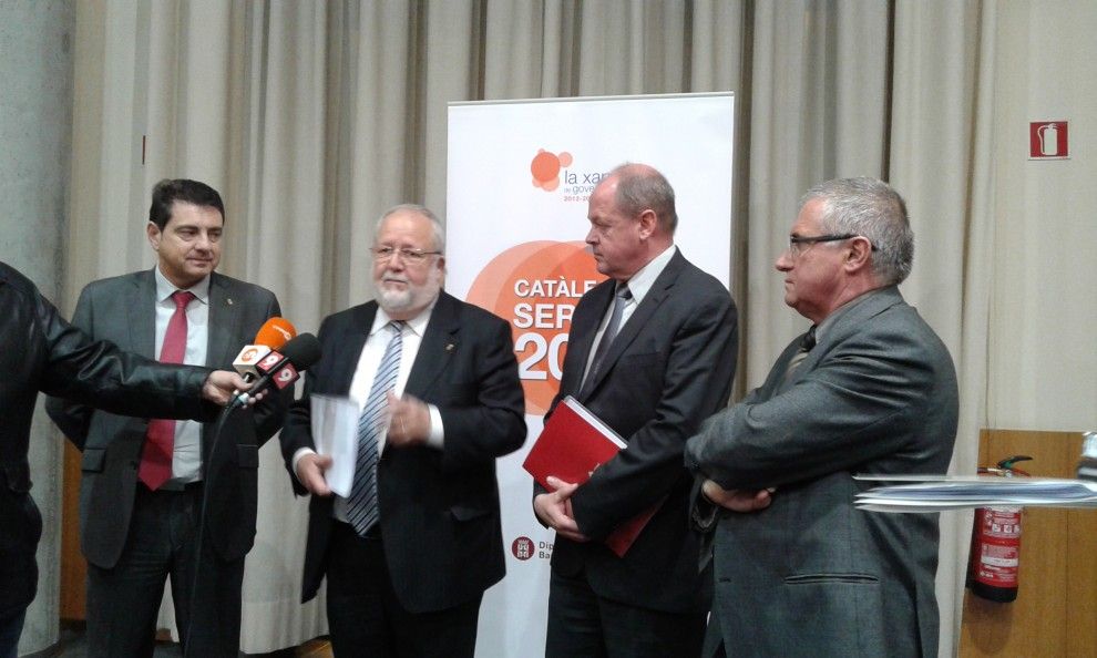 Salvador Esteve, Josep Salom, Joan Roca i Pere Prat a la presentació del Catàleg de Serveis 2015