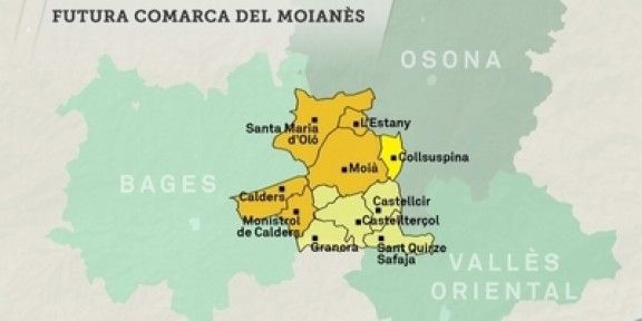 Mapa de la futura comarca del Moianès.