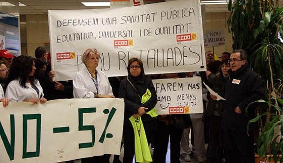 Protesta a l’hospital de Vic per les retallades sanitàries, el passat 3 de març.