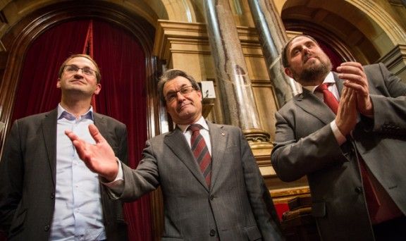 Herrera, Mas i Junqueras, després de la votació.
