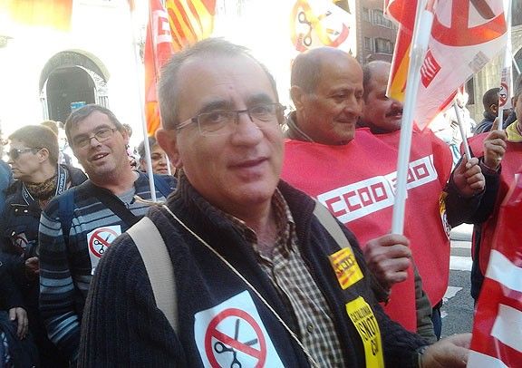Miquel Sánchez, secretari general de CCOO Osona, a la manifestació de Barcelona.