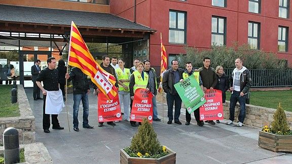 Protesta dels treballadors de l'Hotel Montanyà, el dimarts a la tarda.