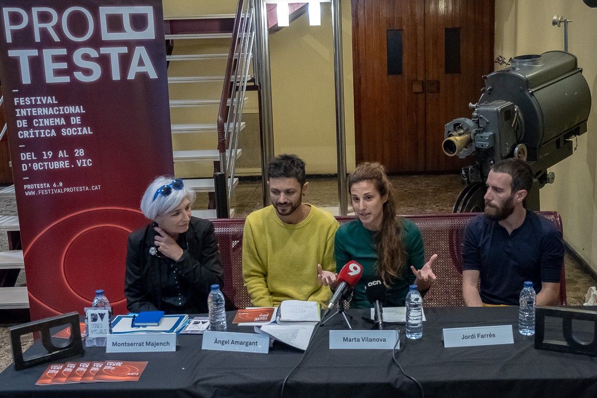 Majench, Amargant, Vilanova i Farrés durant la presentació del Festival Protesta 2018.