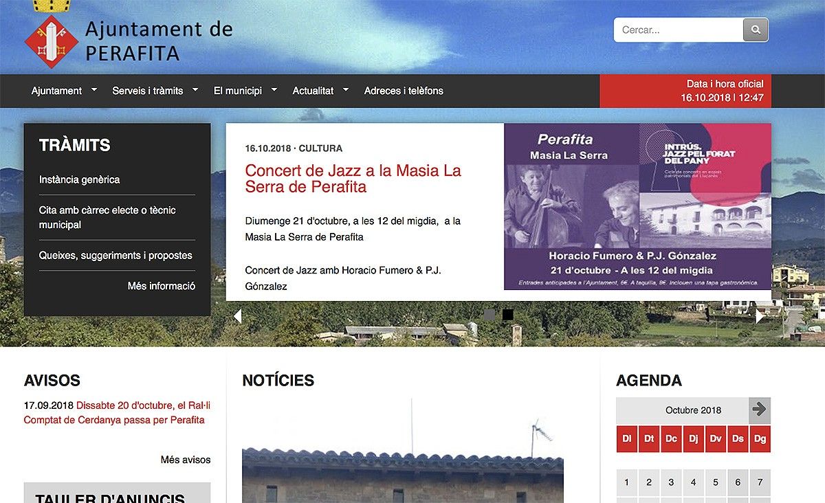 El web municipal de Perafita