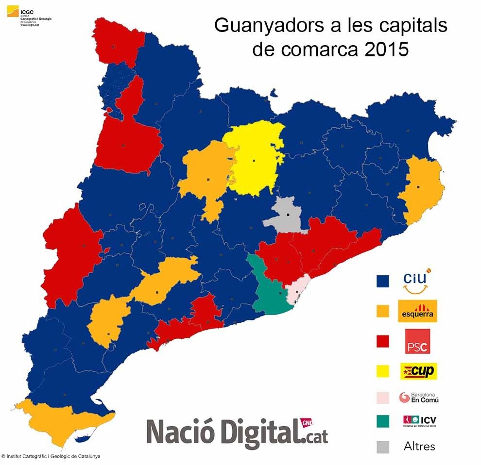 Mapa dels guanyadors de les capitals de Catalunya
