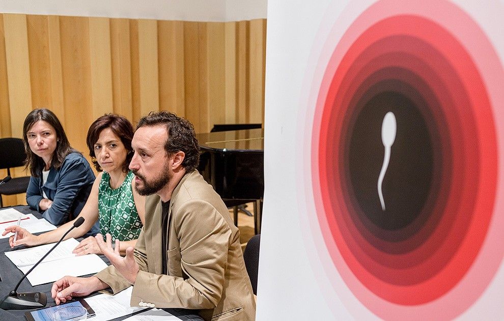 Maria Àngels Blasco, Anna Erra i Marc Lloret, a la presentació del 27è Mercat de Música Viva