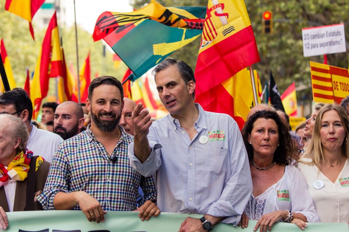 Santiago Abascal i Javier Ortega Smith en una manifestació unionista a Barcelona