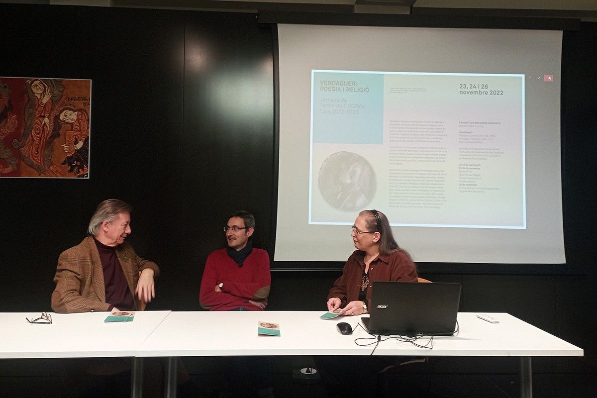 Francesc Codina, Marc Sureda i M. Àngels Verdaguer a la presentació de la Jornada de Tardor.