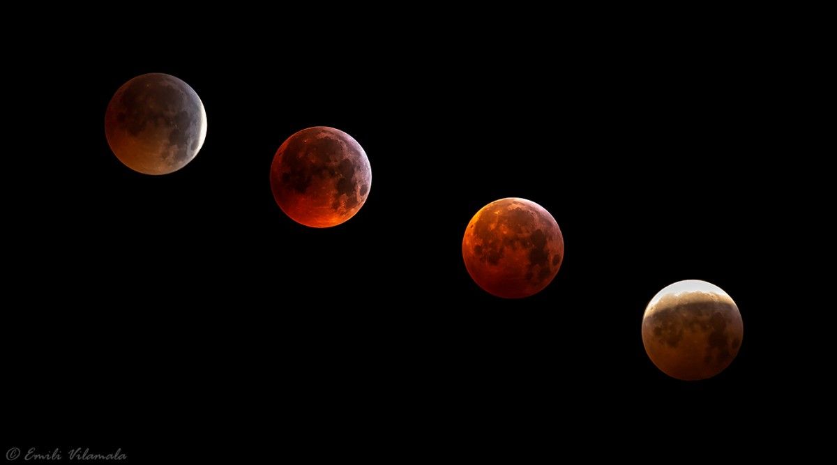 Evolució de l'eclipsi de la lluna des de Sant Bartomeu del Grau