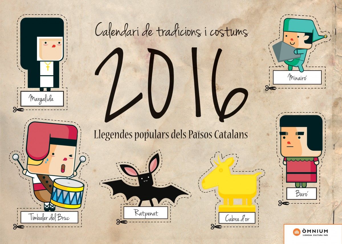 Òmnium dedica el calendari 2016 a les llegendes populars