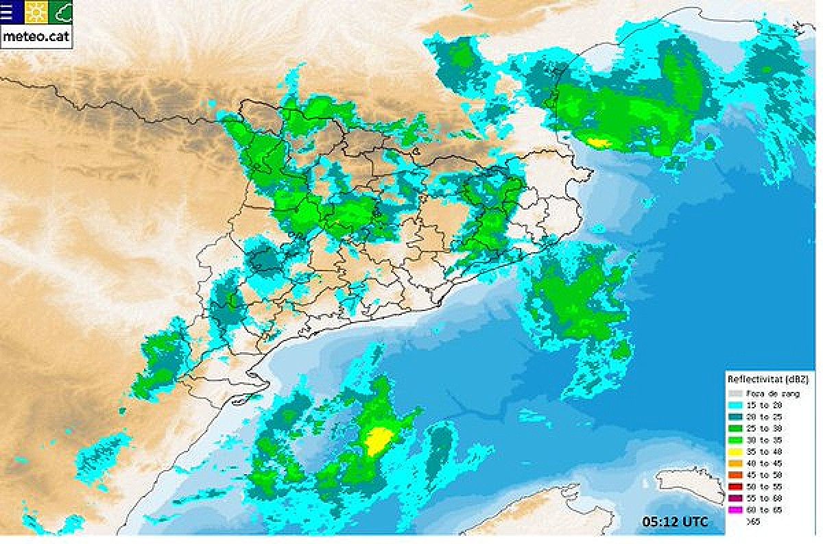 El mapa de pluges, a les cinc de la matinada