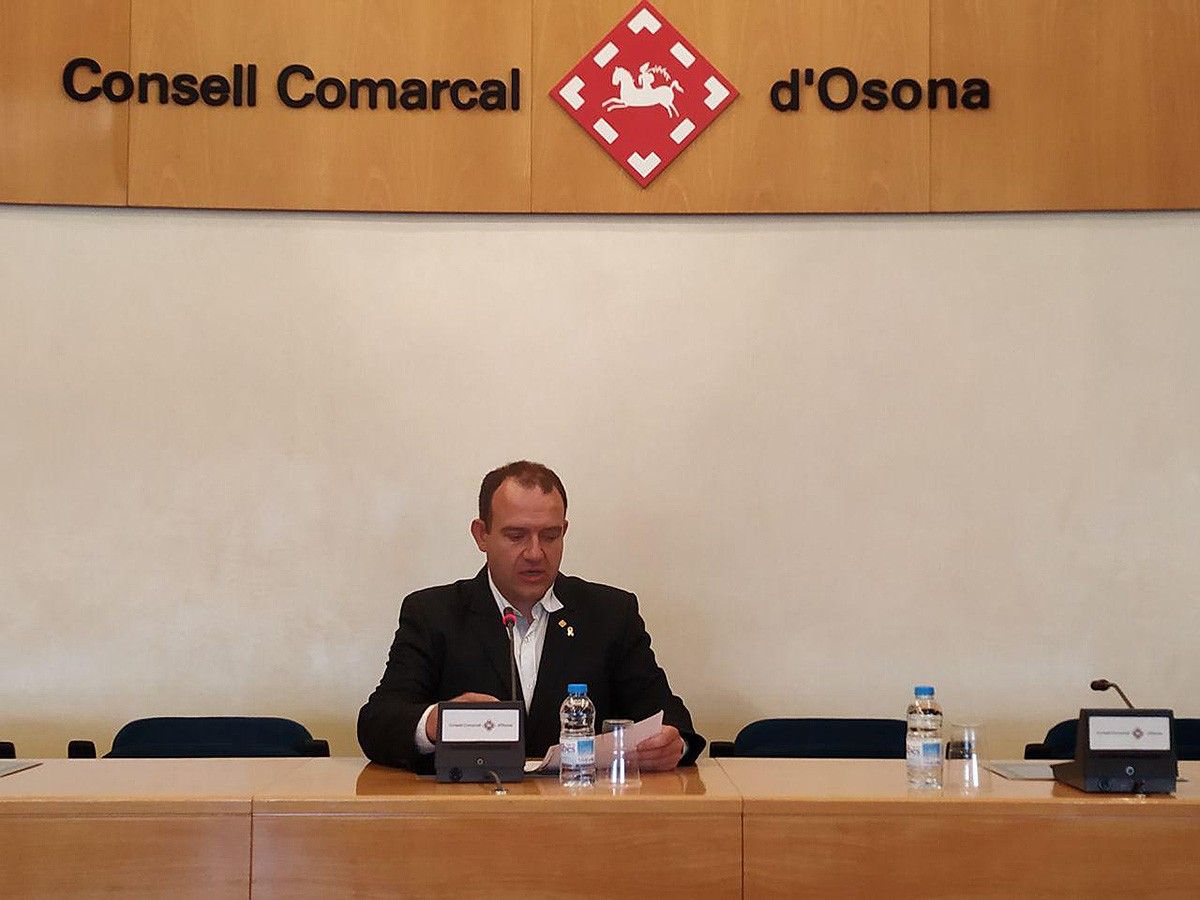 Joan Carles Rodríguez, durant la roda de premsa al Consell Comarcal.