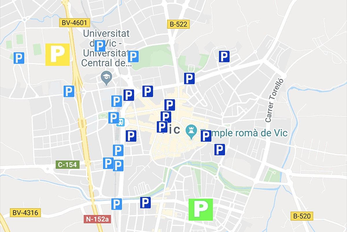 Mapa dels aparcaments del Mercat Medieval 2019
