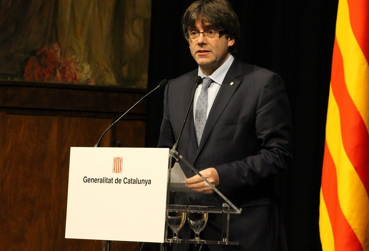 Carles Puigdemont en un acte institucional al Palau de la Generalitat
