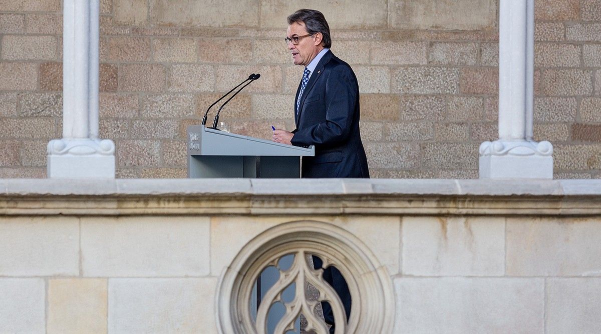 Artur Mas compareixent al Palau de la Generalitat després de declarar al TSJC