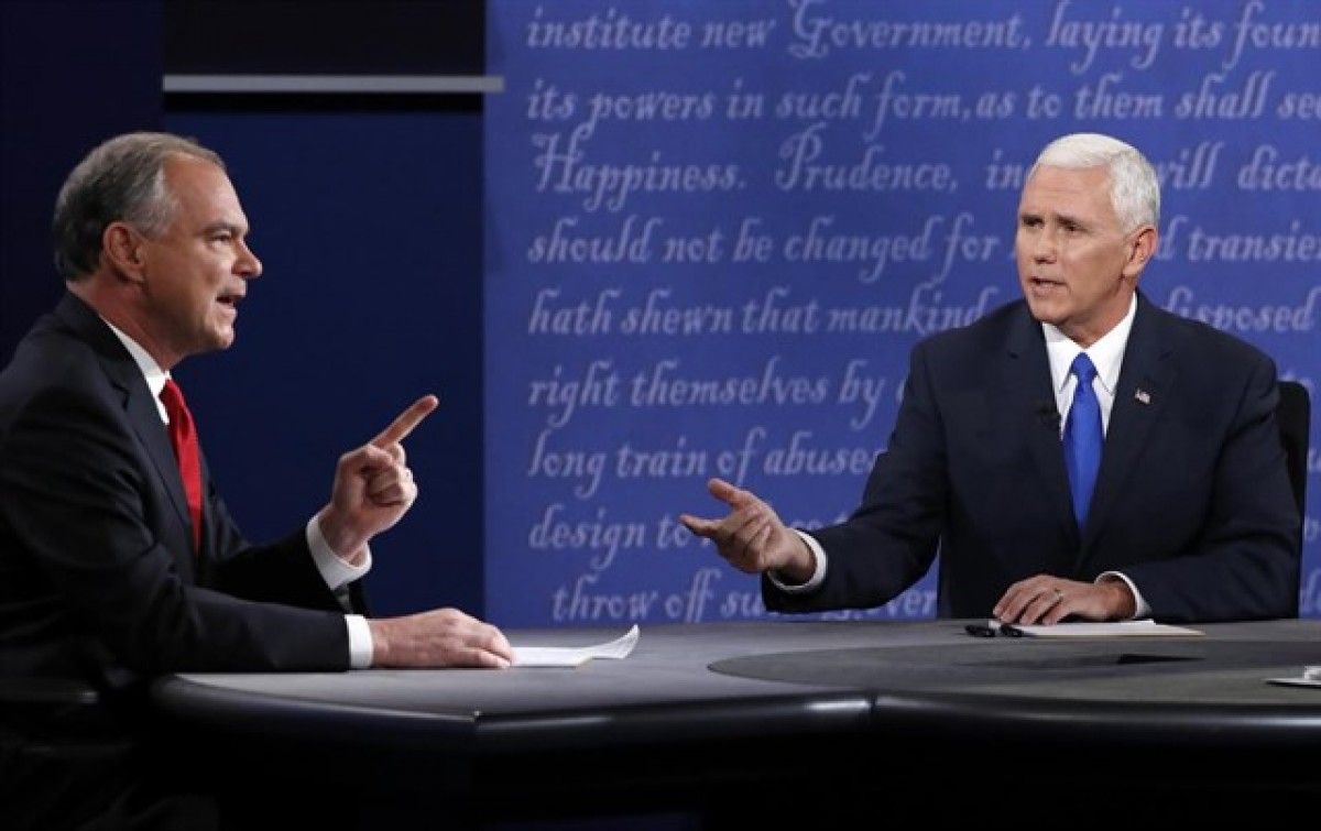  Tim Kaine i Mike Pence, en el debat d'aquest dimarts
