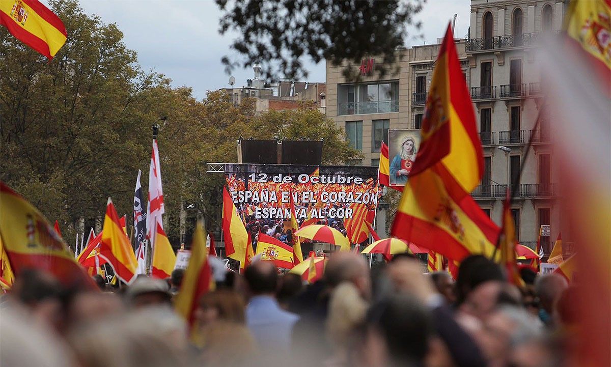 La manifestació espanyolista del 12-O, a plaça Catalunya