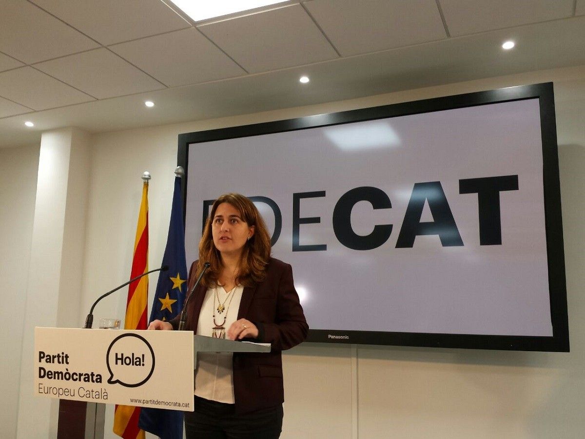 La coordinadora general del PDECAT, Marta Pascal, en roda de premsa