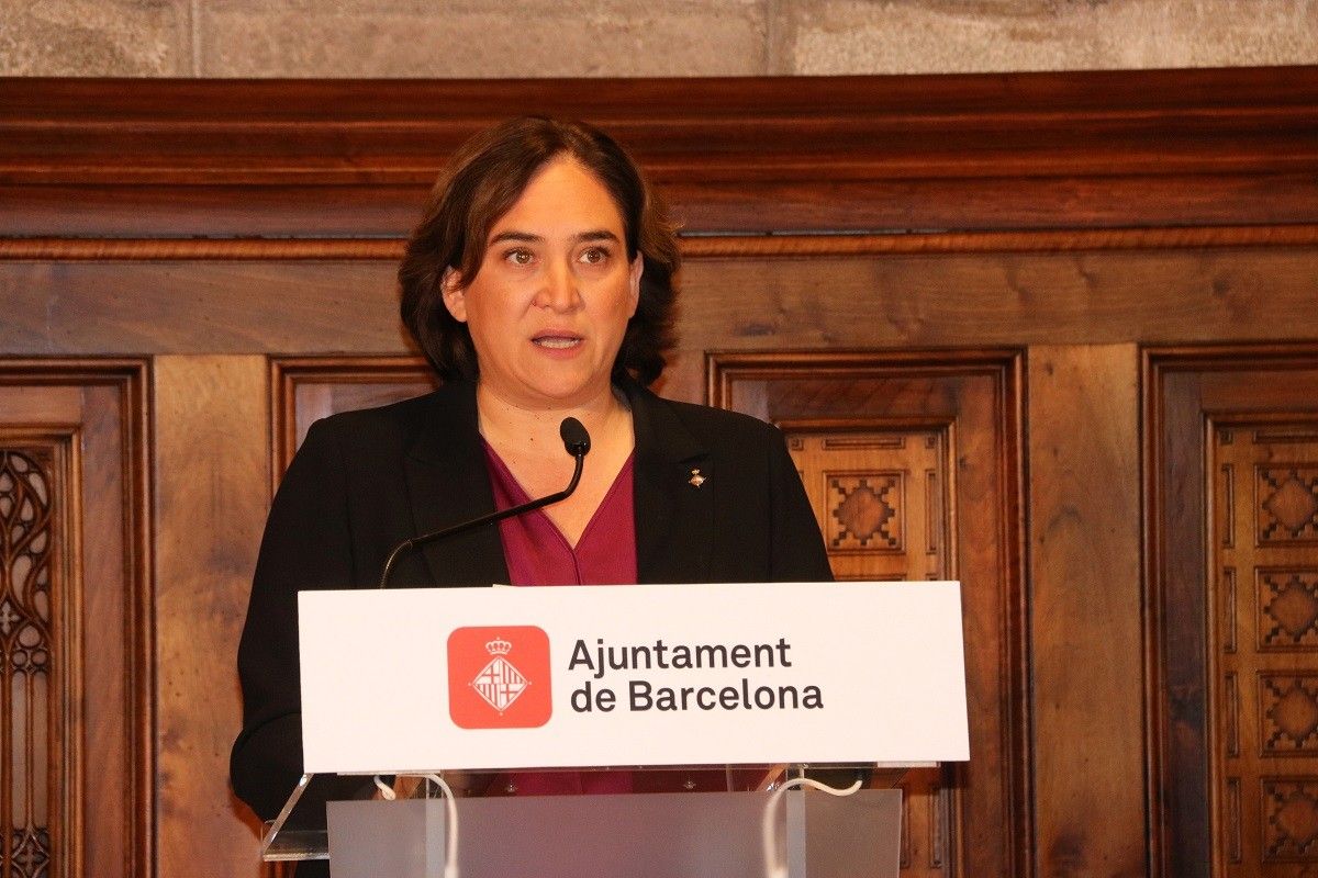 L'alcaldessa de Barcelona, Ada Colau, en la compareixença d'aquest divendres a l'Ajuntament