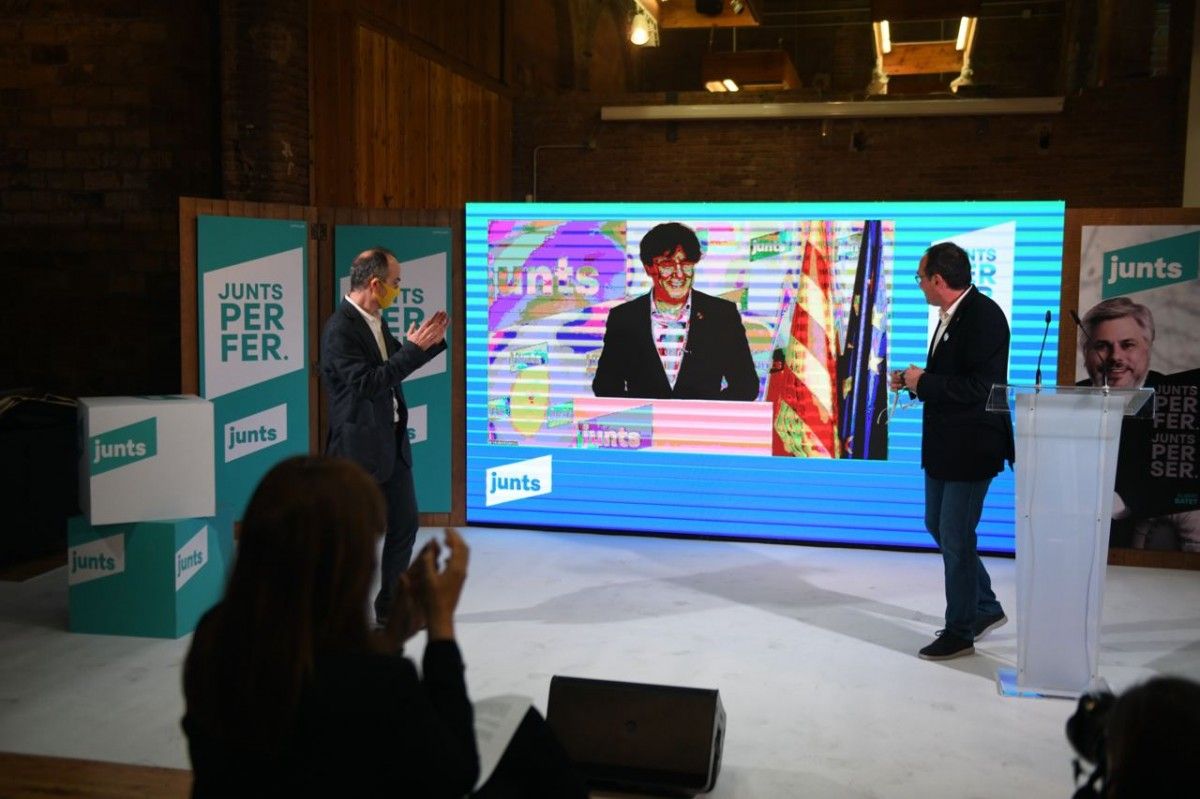 Carles Puigdemont, Josep Rull i Jordi Turull, a Reus. 