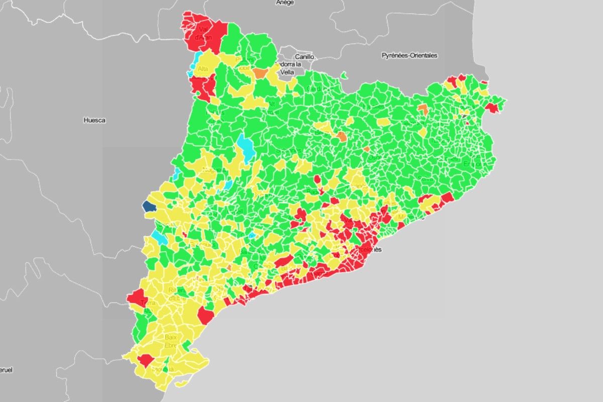 Mapa municipal de Catalunya, en funció de la primera força el 14-F.