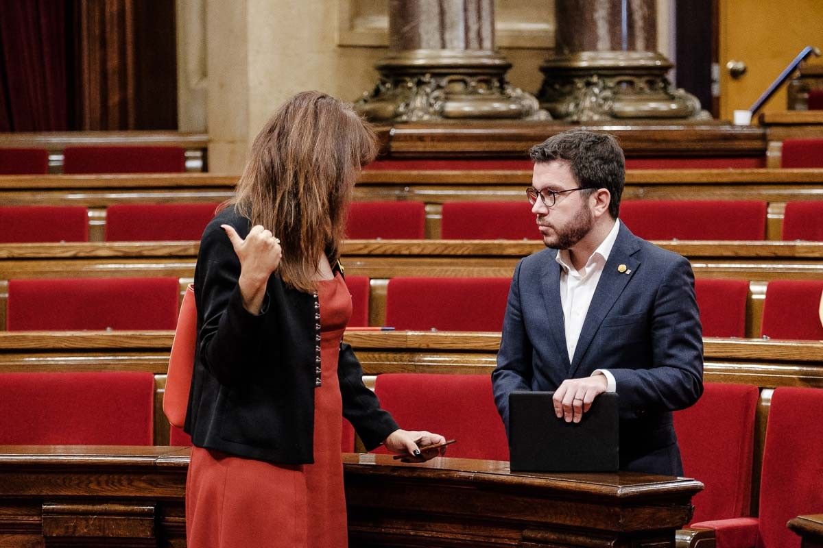 Laura Borràs i Pere Aragonès al debat de política general