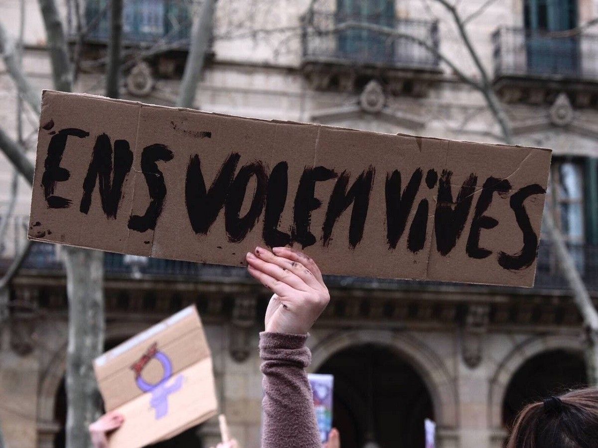 Manifestació d'estudiants a Barcelona, aquest matí.