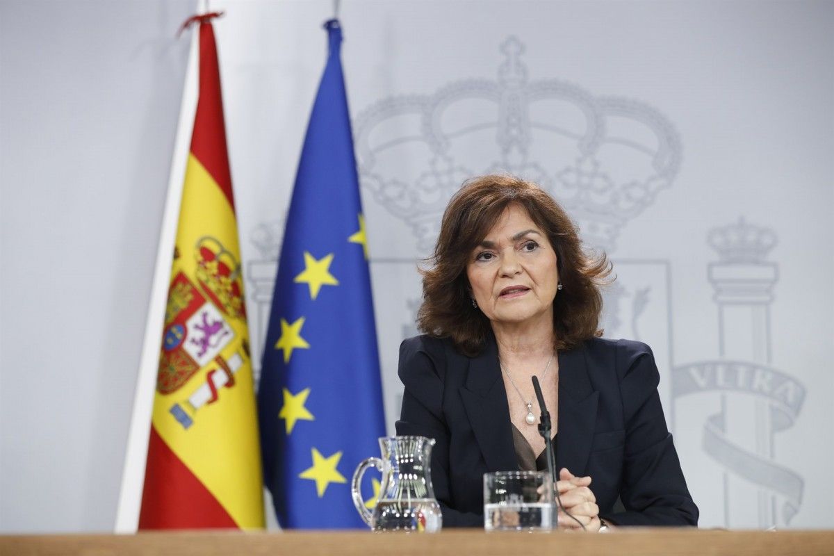 La vicepresidenta del govern espanyol, Carmen Calvo, aquest divendres