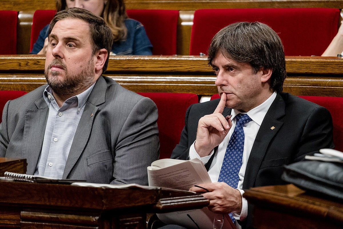 Oriol Junqueras i Carles Puigdemont, al debat de política general.