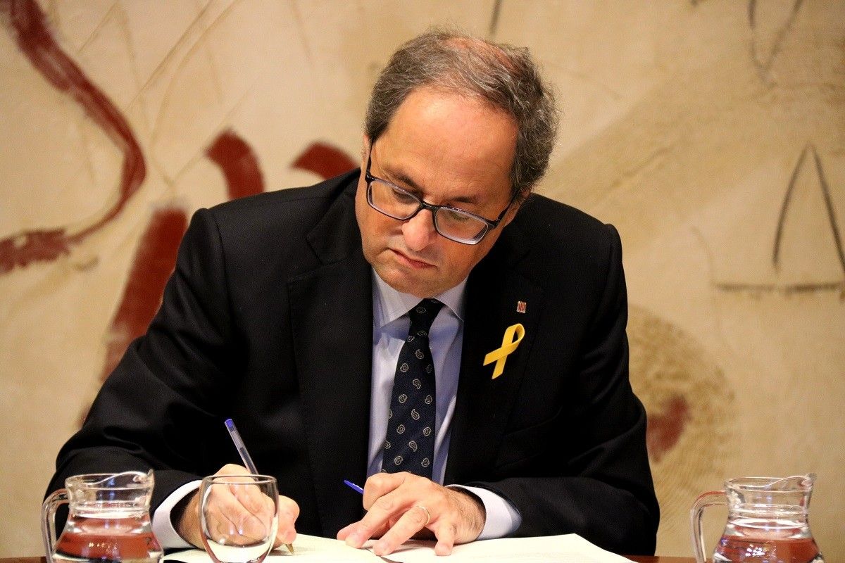 El president de la Generalitat, Quim Torra, durant la reunió del Govern del 4 desembre del 2018