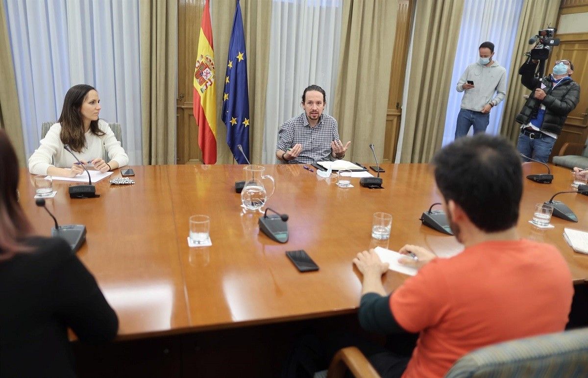 Iglesias i Belarra en una reunió amb el Sindicat de Llogaters