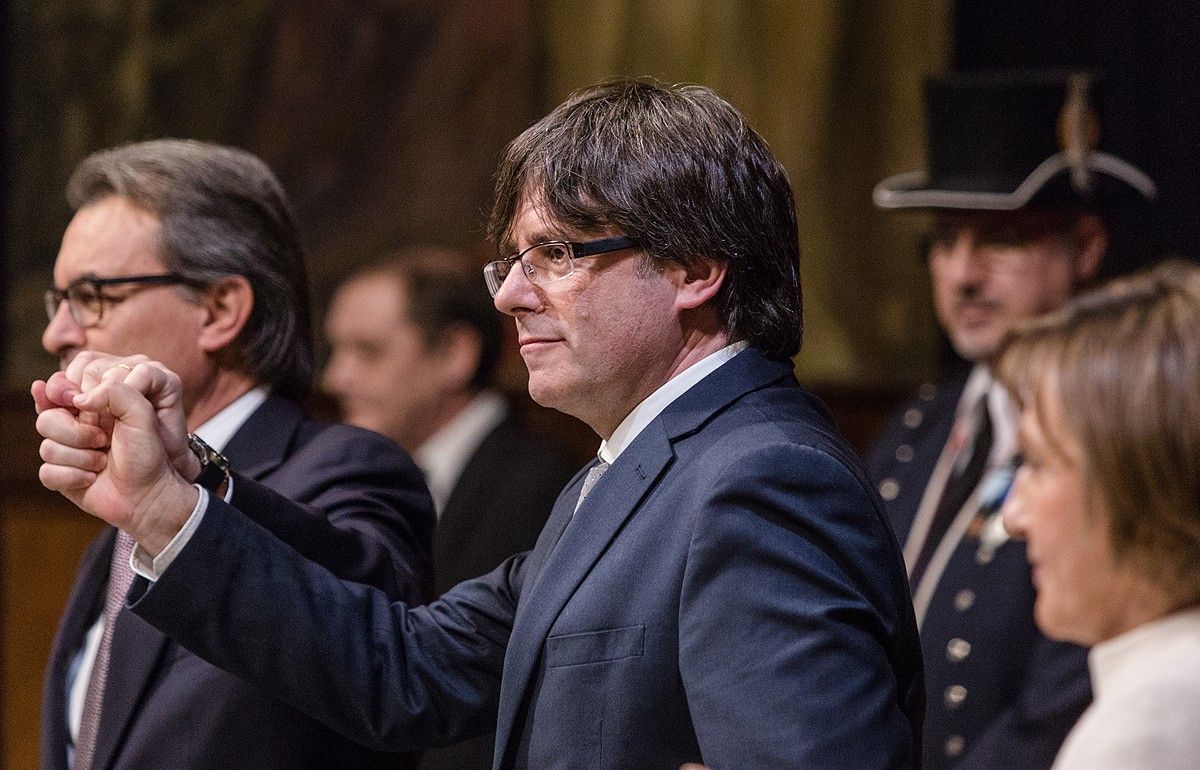 Puigdemont i Mas, a la cerimònia de presa de possessió del 12 de gener del 2016