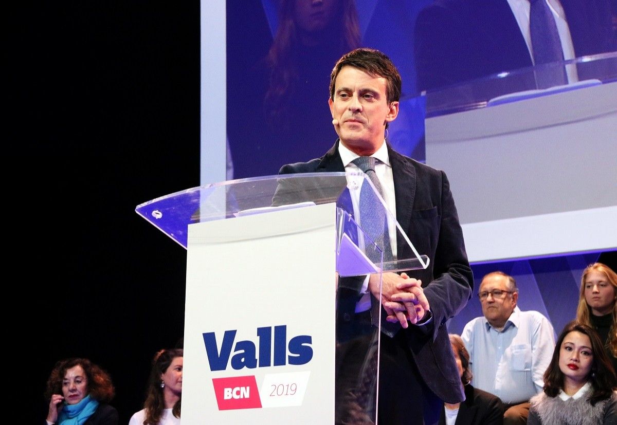 Valls en un moment de l'acte al Palau de Congressos de Catalunya