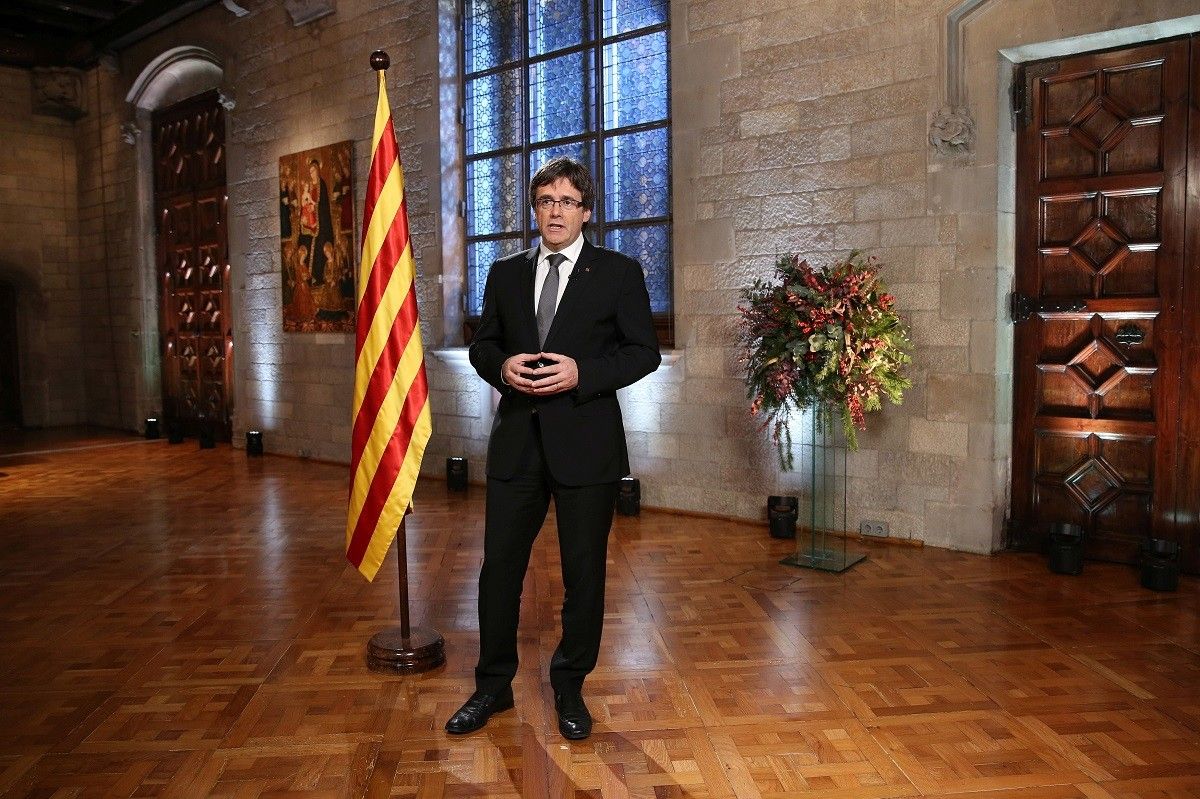 Carles Puigdemont, en un moment del discurs de Cap d'Any 