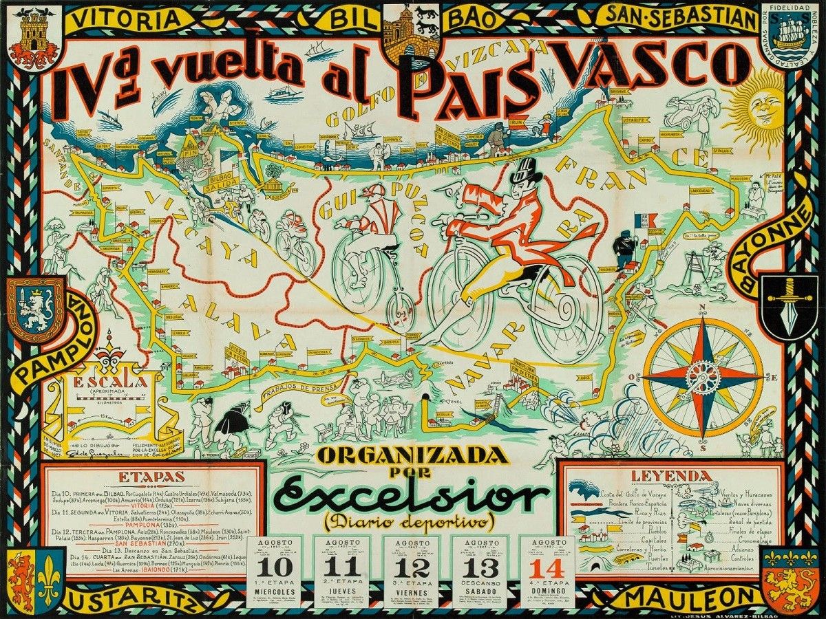 Cartell de la quarta edició de la Volta al País Basc, organitzada el 1927 pel diari 'Excelsior'