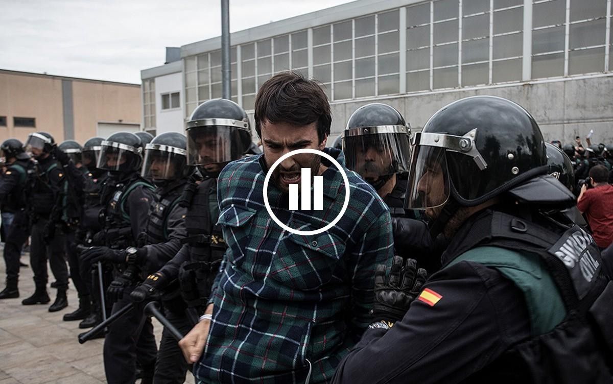 Càrregues policials a Girona, durant l'1-O.