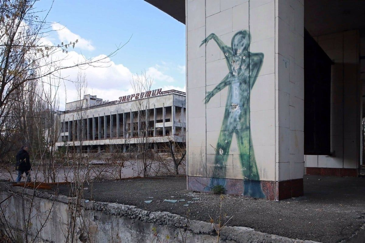 Un mural a Prípiat, a prop de Txernòbil