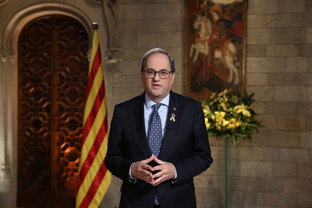 El president Quim Torra al missatge de final d'any al saló Verge de Montserrat