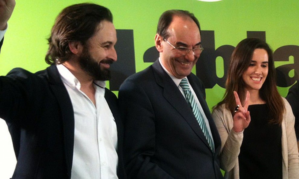 Santiago Abascal, Alejo Vidal-Quadras i Ariadna Hernández, en una imatge d'arxiu