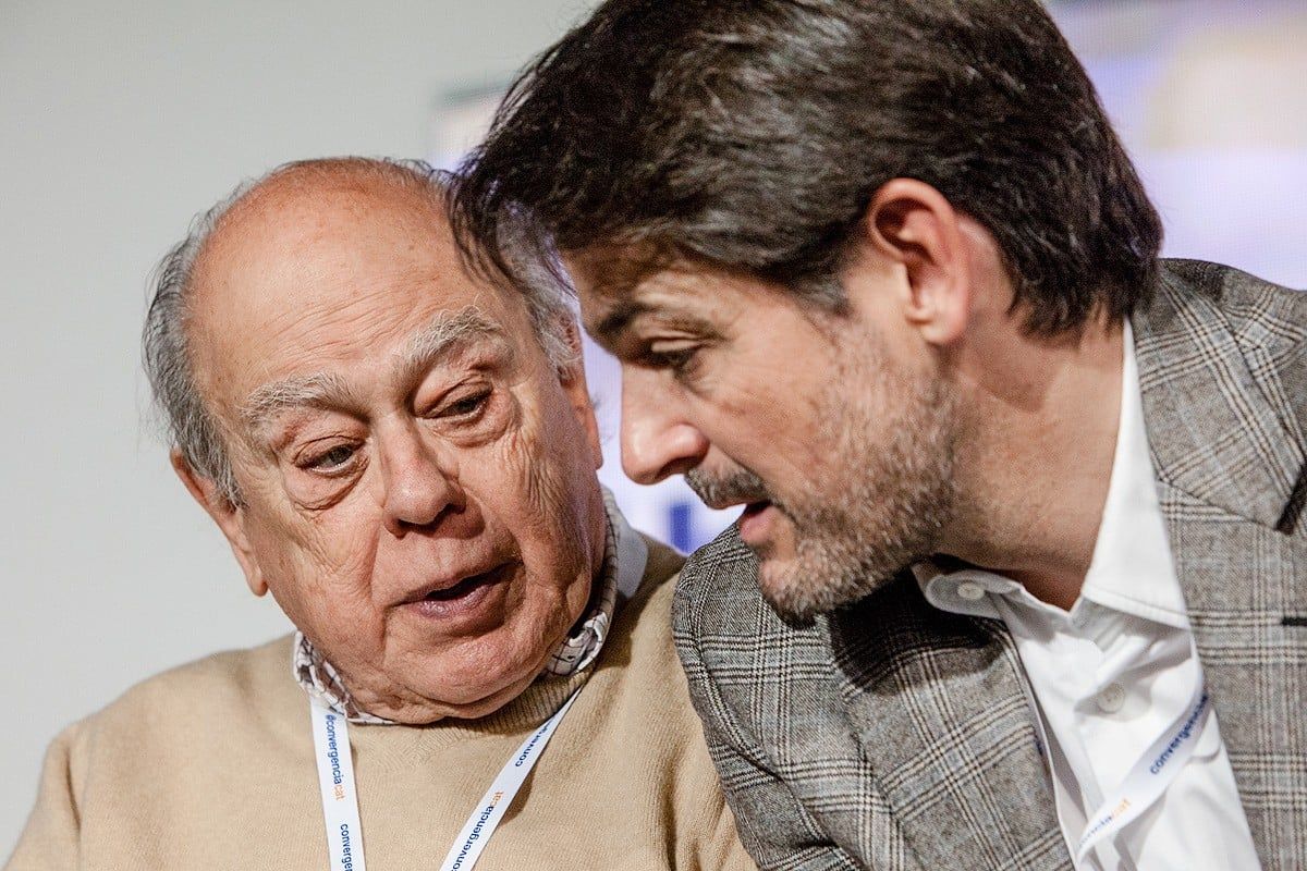 Jordi i Oriol Pujol, en un moment del congrés de CDC celebrat a Reus l'any 2012