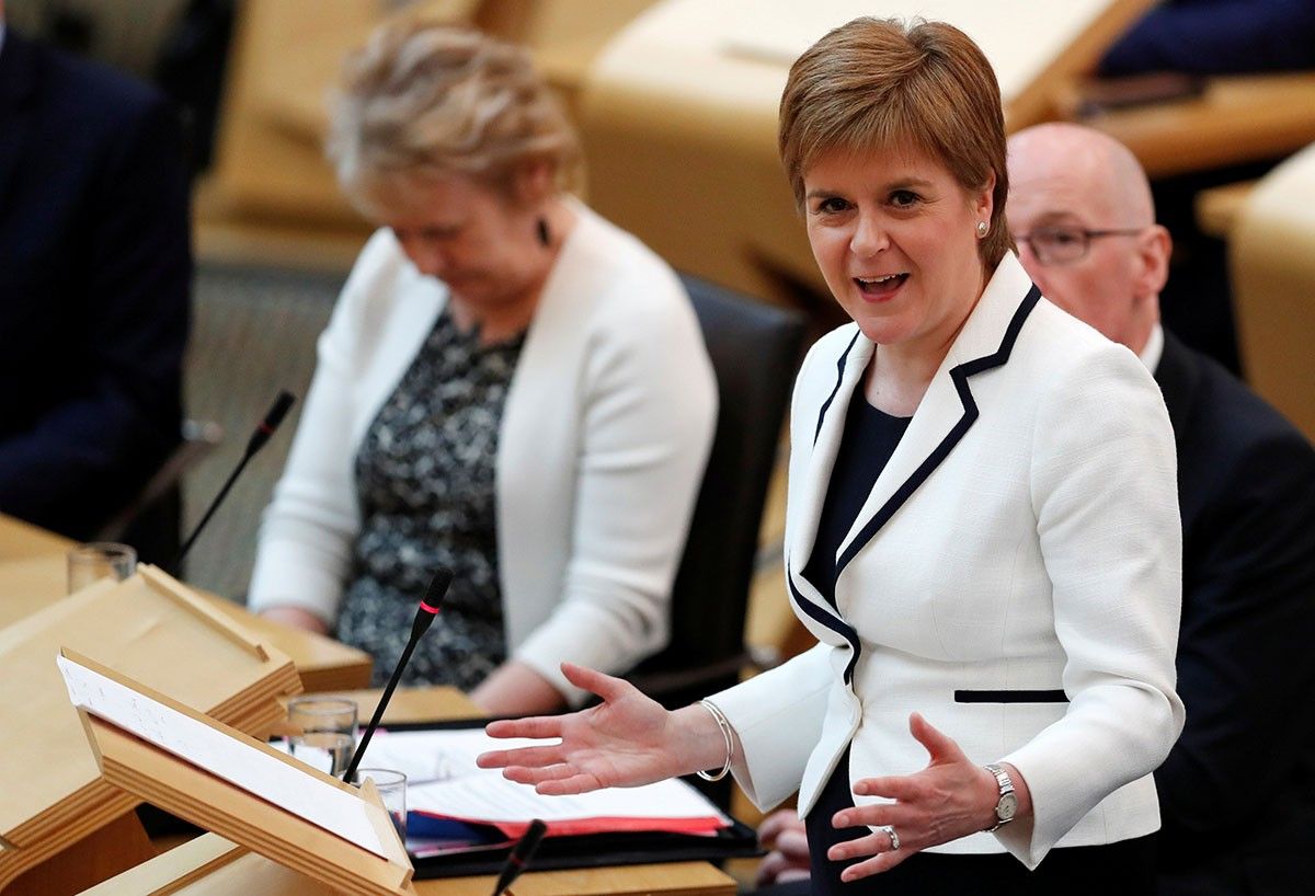 La primera ministra d'Escòcia, Nicola Sturgeon, al Parlament d'Edimburg