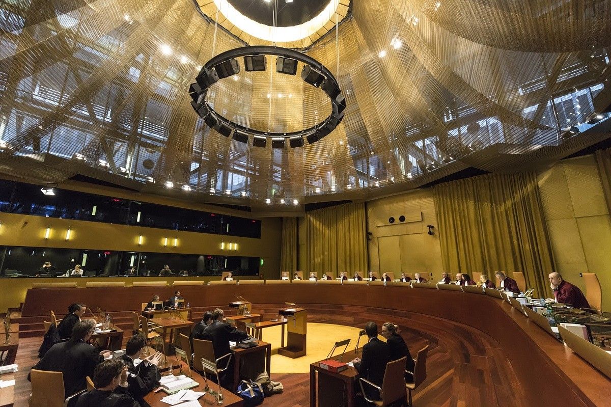 Sala de vistes del Tribunal de Justícia de la Unió Europea, amb seu a Luxemburg